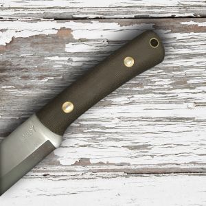 LT Wright Handcrafted Knives Gary Wines Bushcrafter Green Matte Scandi Fixed Blade Knife